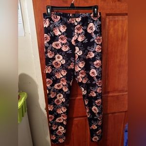 Black floral leggings and Abercrombie and Fitch cardigan for young girl